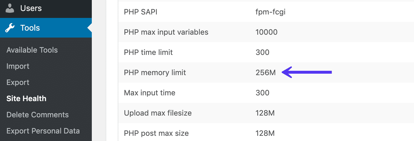 Check PHP memory limit