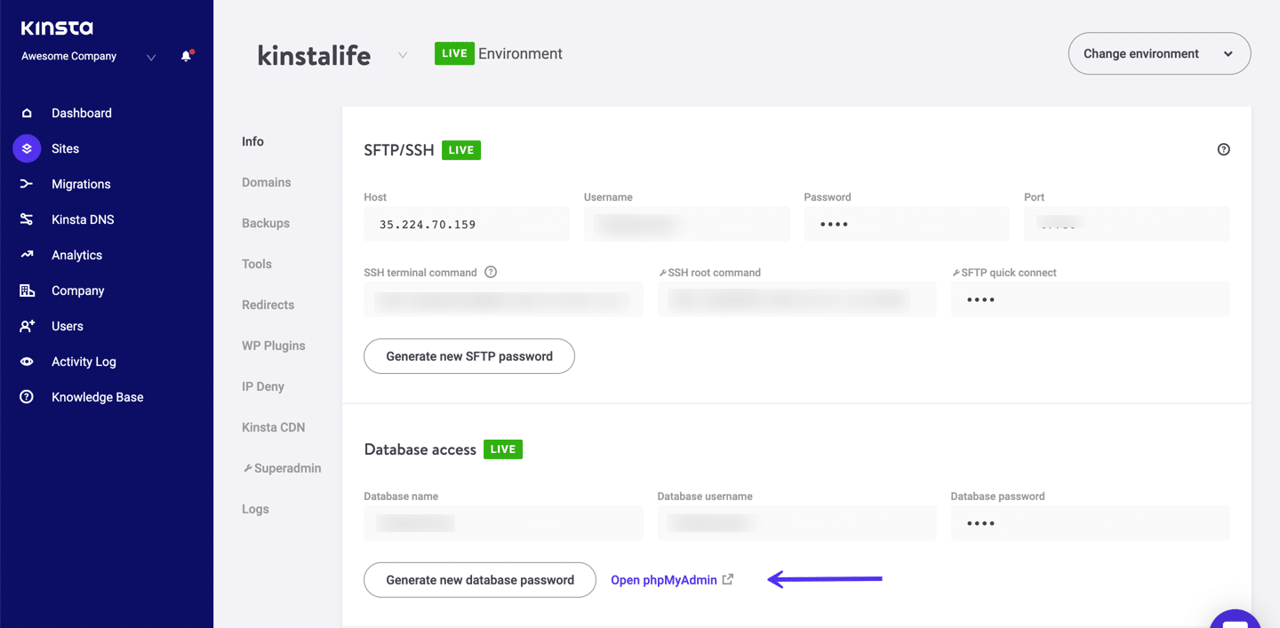 Se connecter à phpMyAdmin