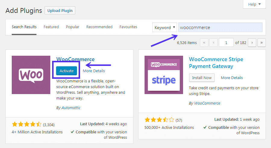 Активиране на WooCommerce