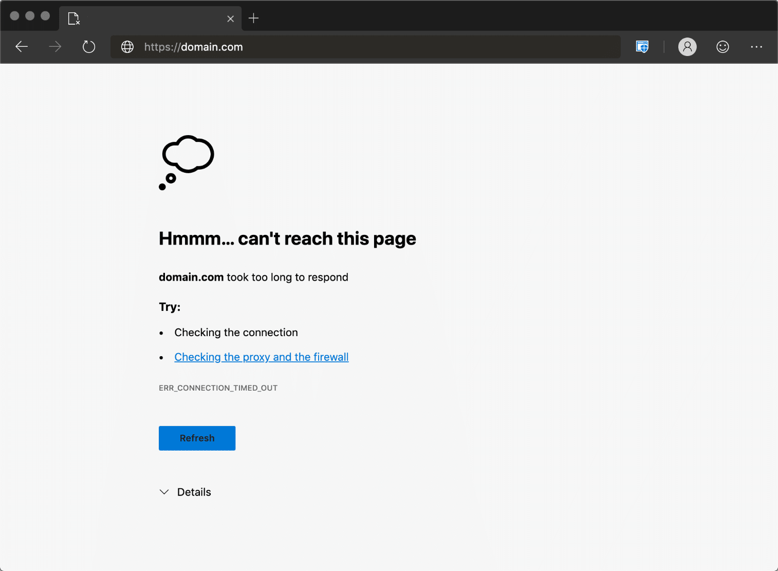 Impossibile caricare la pagina Web con errore la richiesta è scaduta