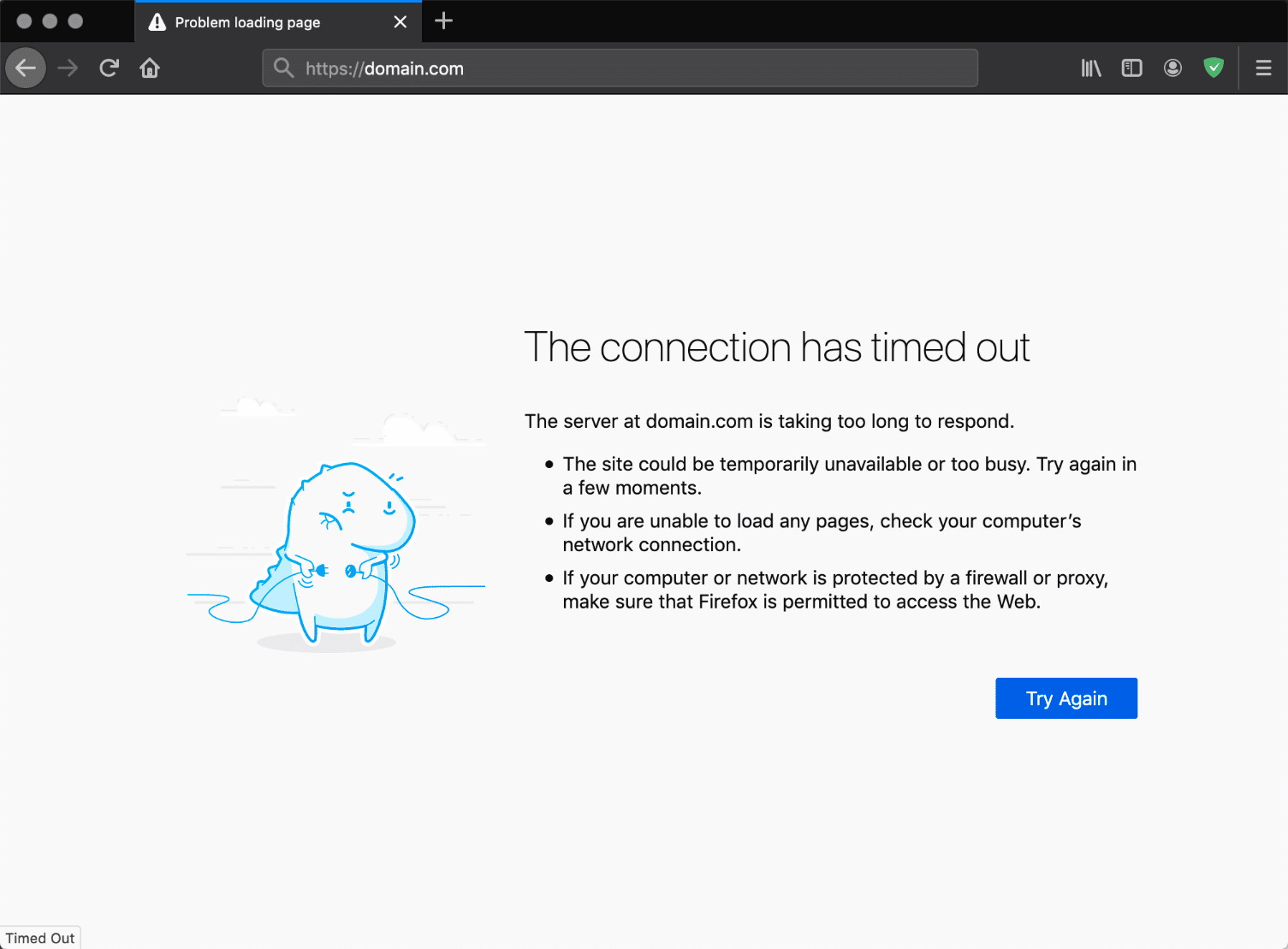 ERR_CONNECTION_TIMED_OUT error in Firefox