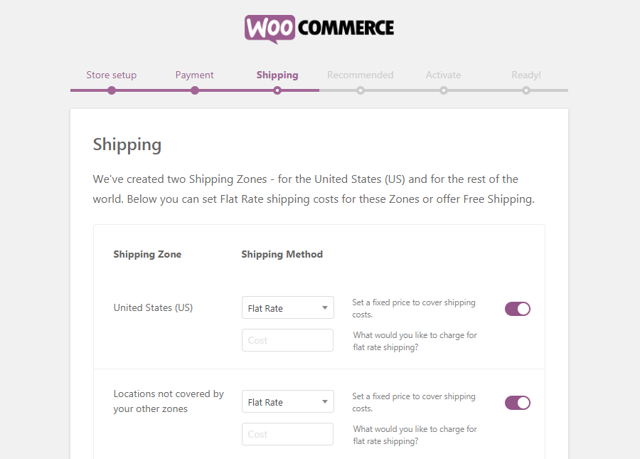 The WooCommerce Shipping page