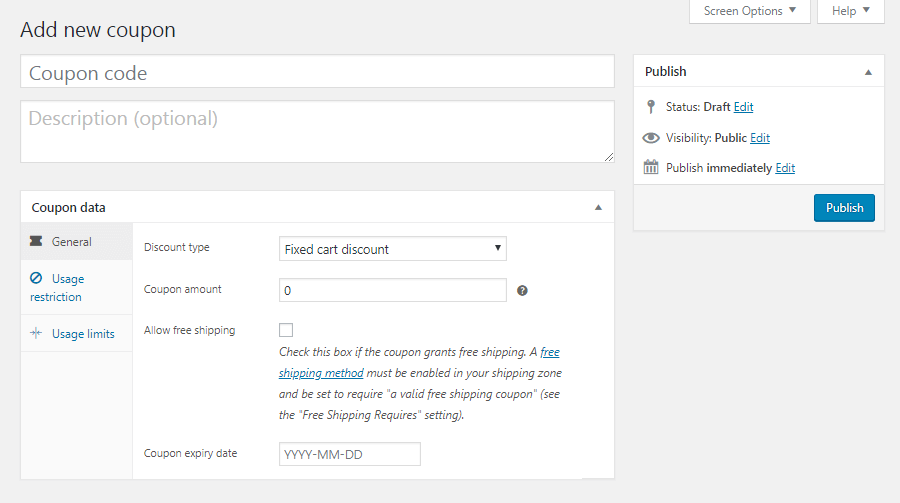 Creating a WooCommerce coupon