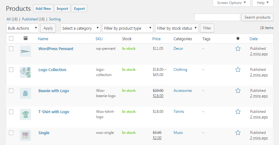 WooCommerce termékek