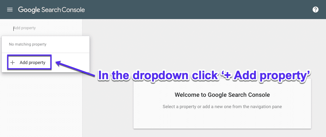 Add property in Google Search Console