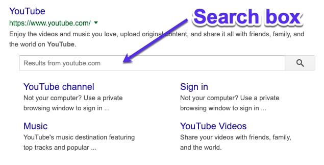 Google sitelinks search box