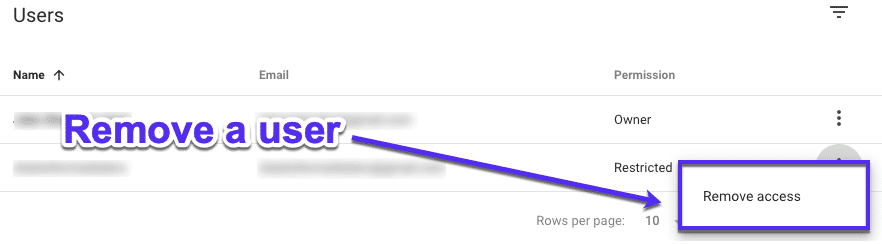 How to remove users in Google Search Console