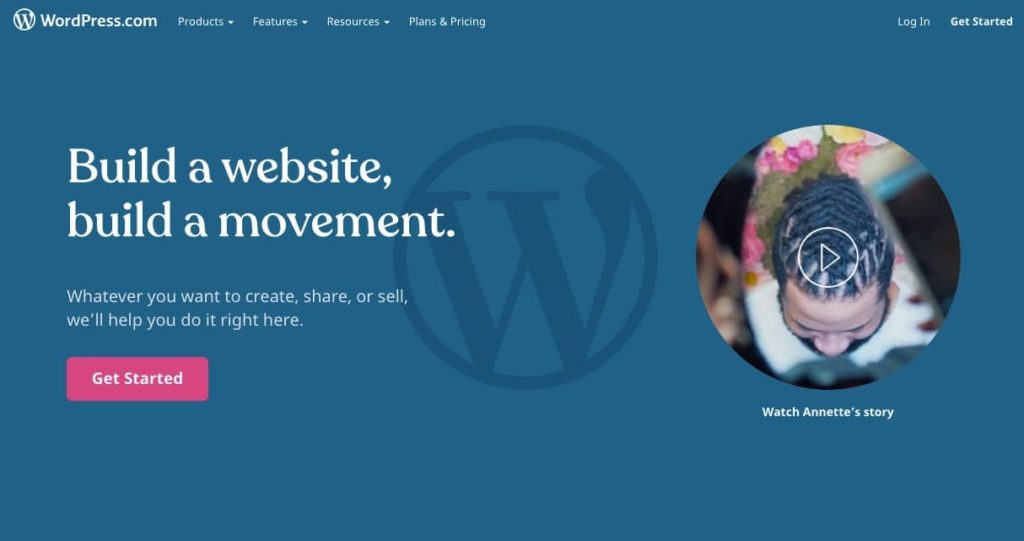 The WordPress.com signup page