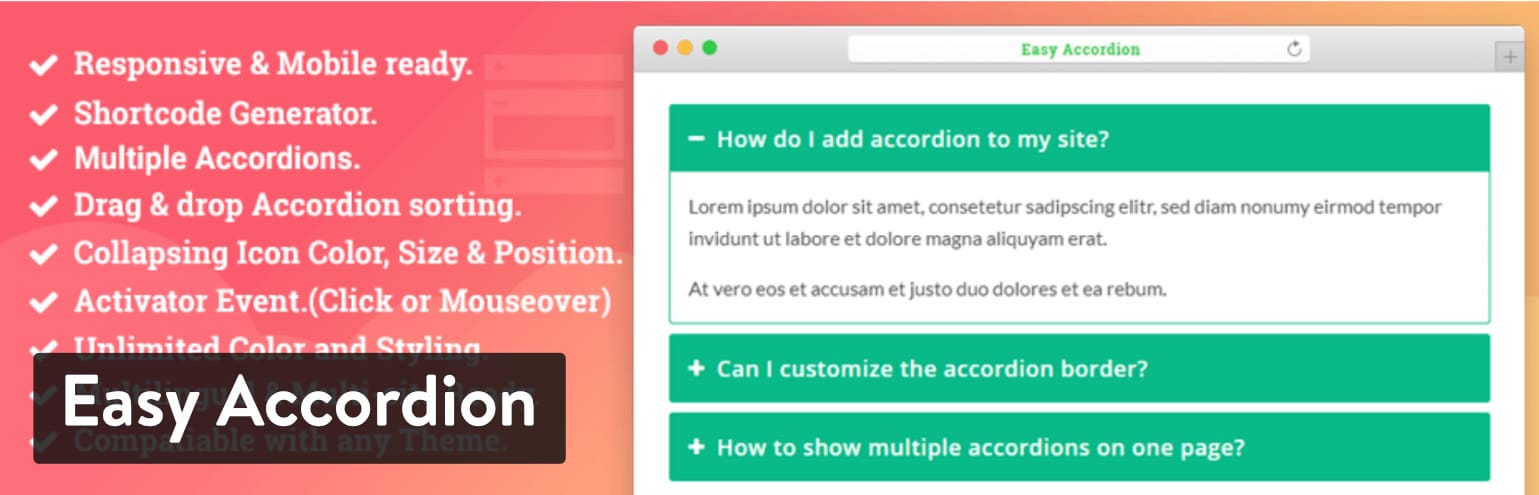 Plugin WordPress per le FAQ: Easy Accordion