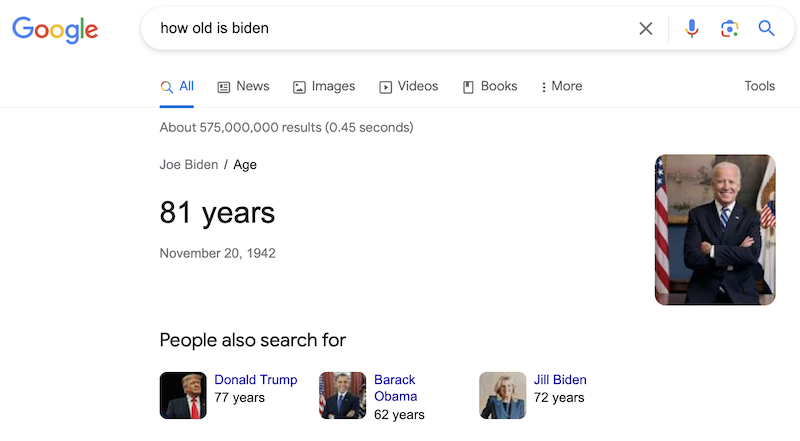 How old is Biden google answer