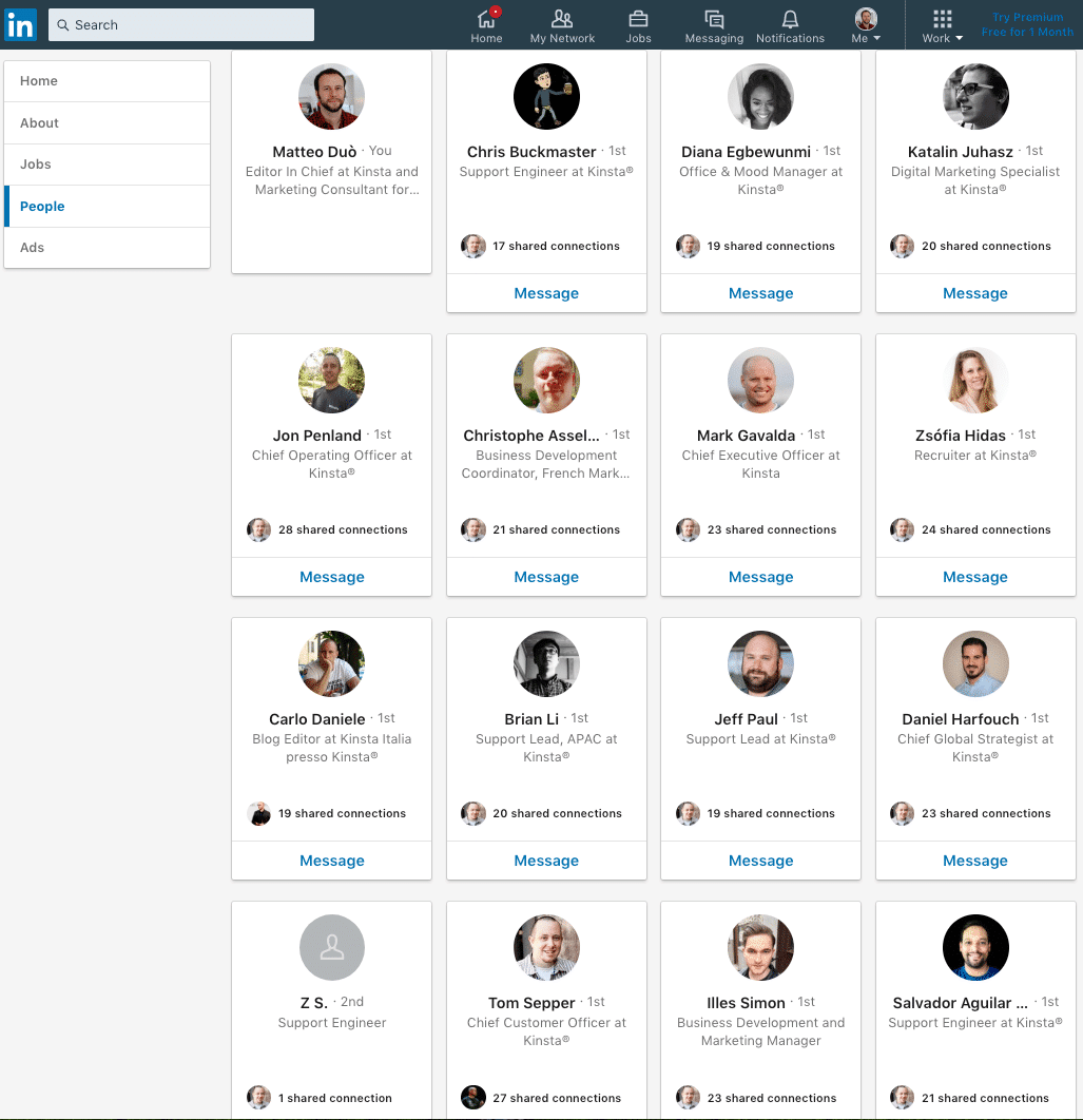 How to create a company page on LinkedIn: employee list