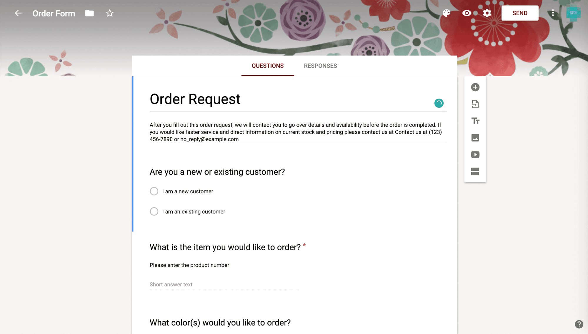 Sample order request
