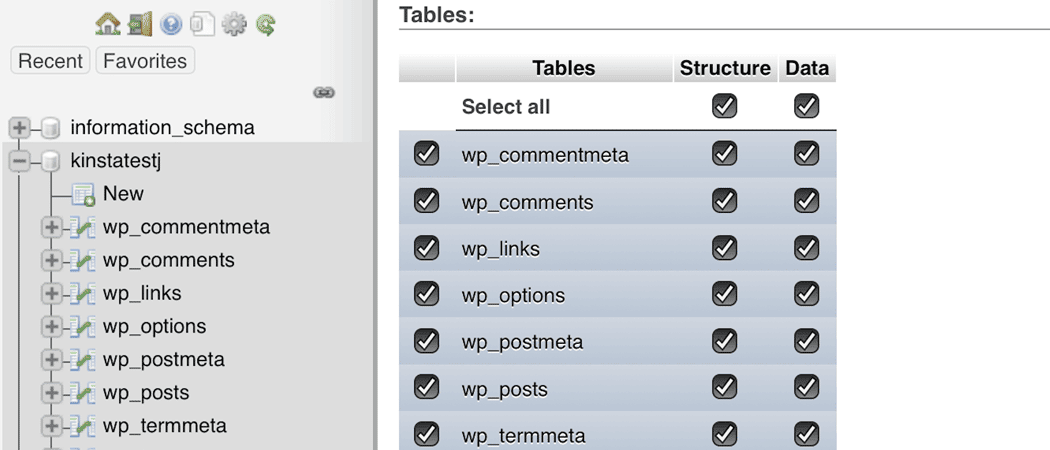 The settings for the custom export method