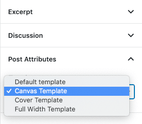 A new template is available in Post Attributes