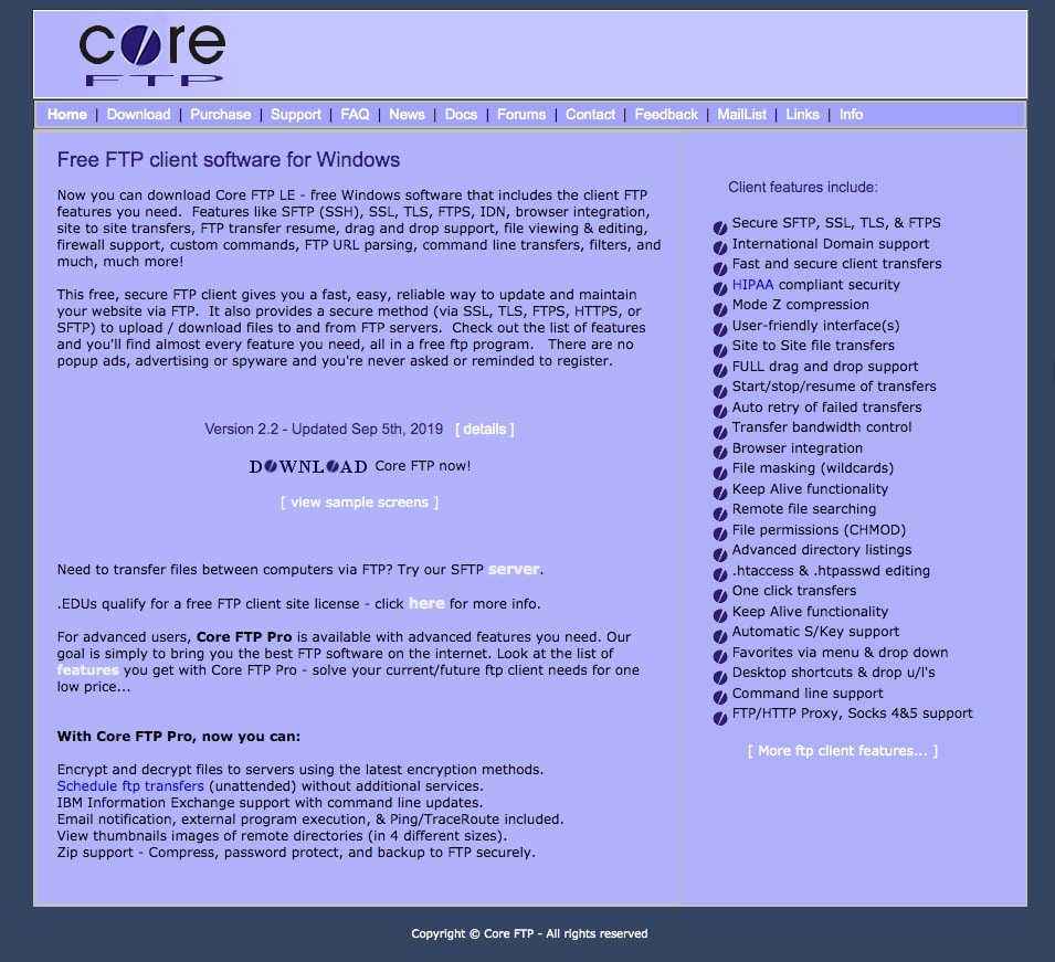 Best FTP Clients: Core FTP LE