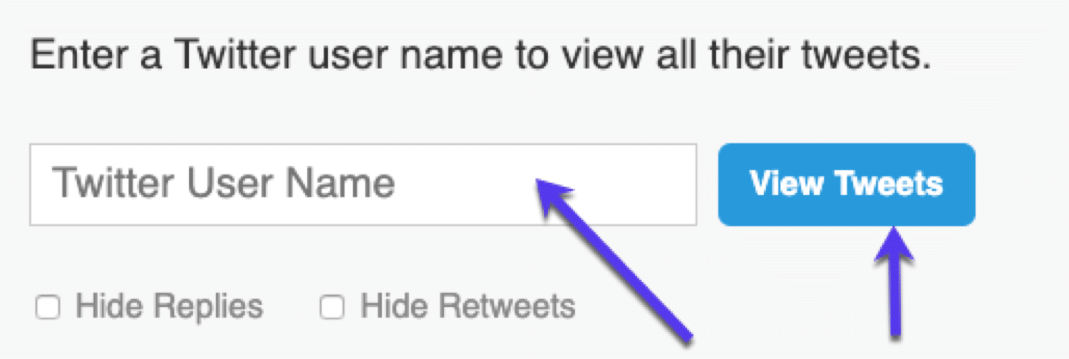 Add a username to view all tweets