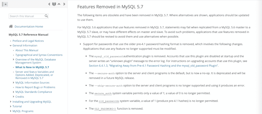 MySQL 1064 Error: Manually removing obsolete commands