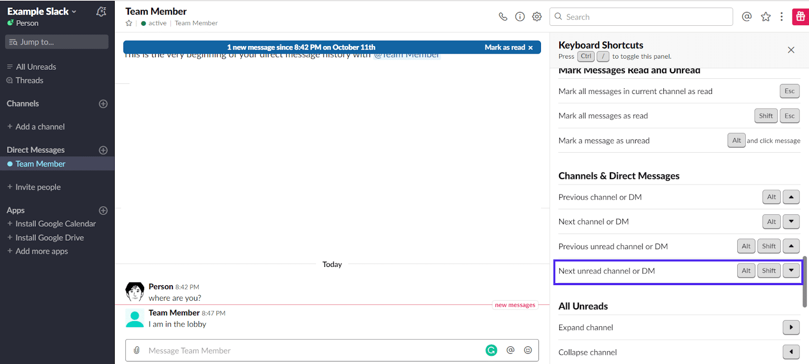 slack desktop app unread message notifications