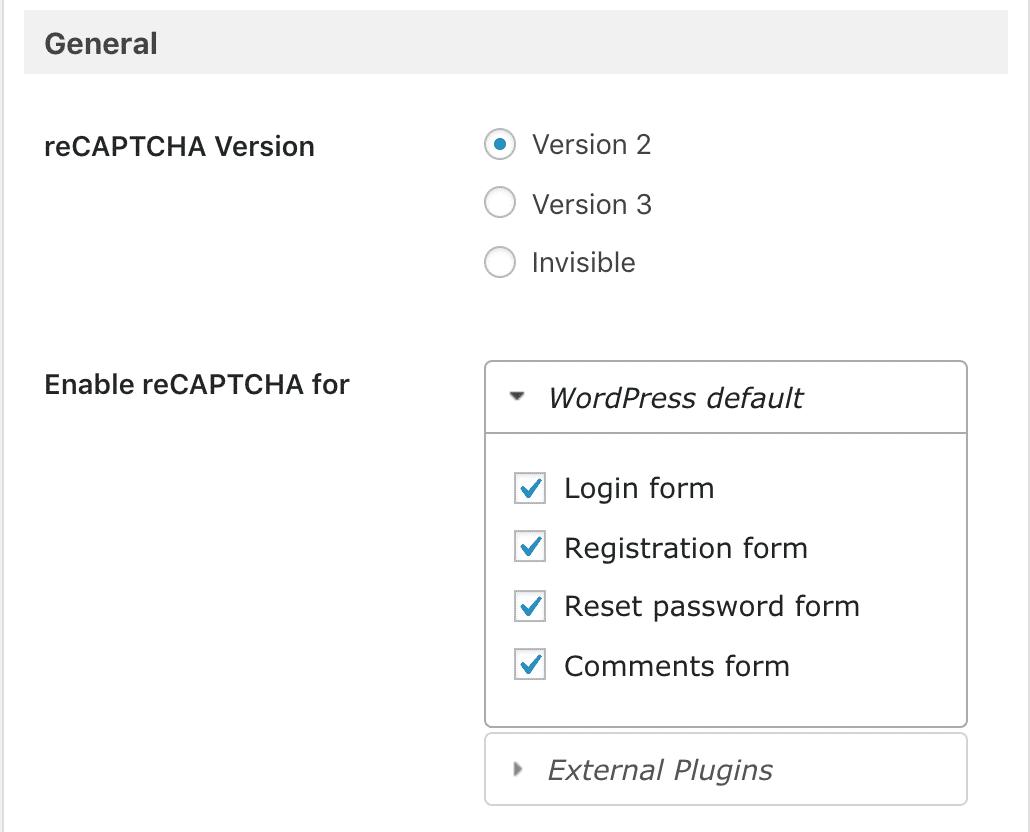 select recaptcha placement