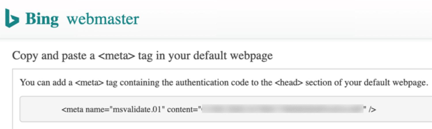 Meta tag for Bing