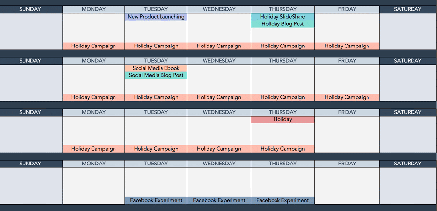 Calendario de medios sociales de HubSpot