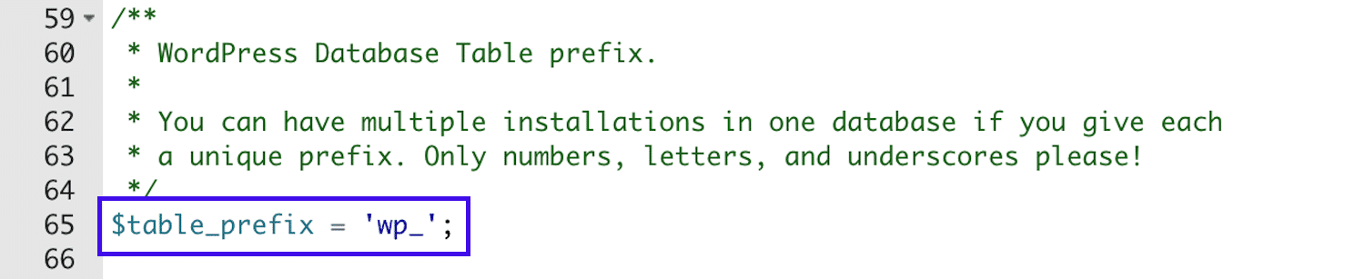 Database prefix