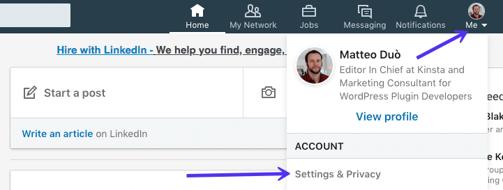 email in linkedin