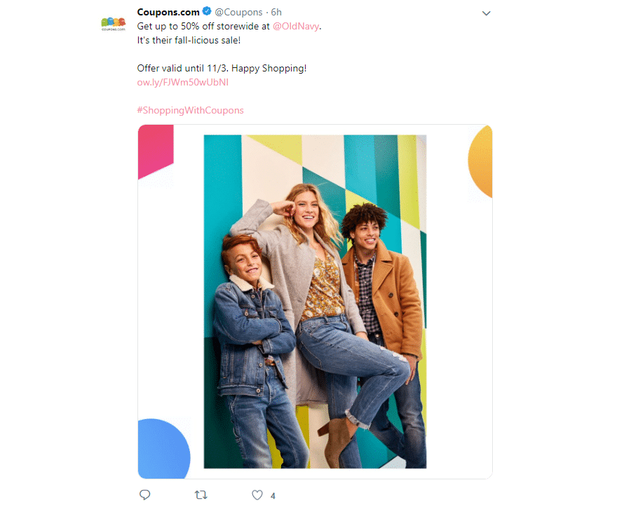 Coupons.comのセール告知ツイート