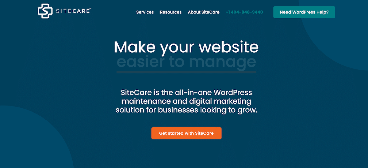 SiteCare website