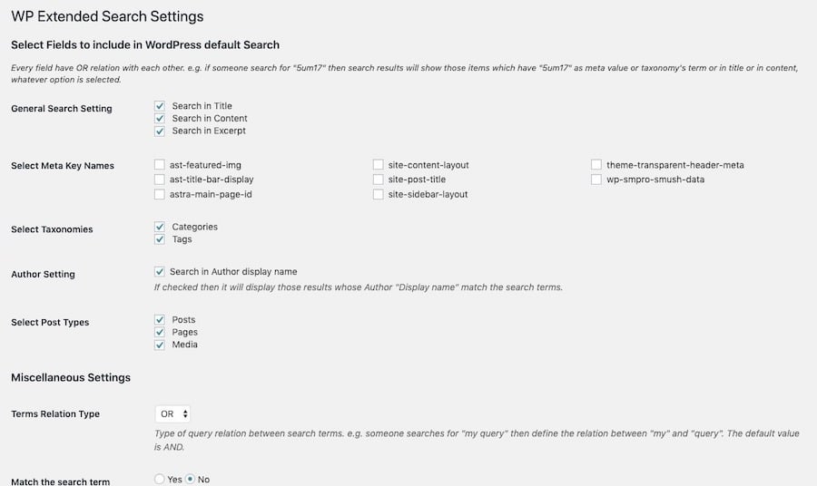 WP Extended Search plugin enables WordPress site search to comb through more kinds of data.