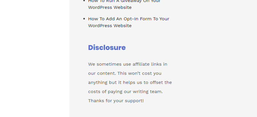 The FTC disclosure on WP Superstars