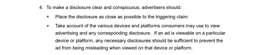 Posizione delle linee guida della FTC