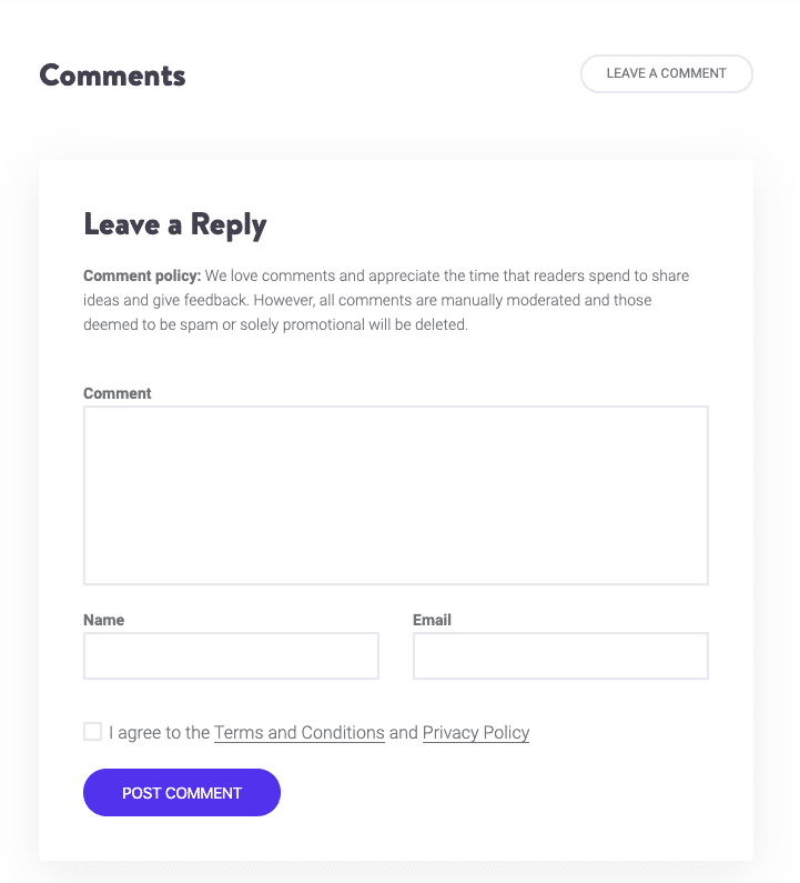 Comments form on Kinsta