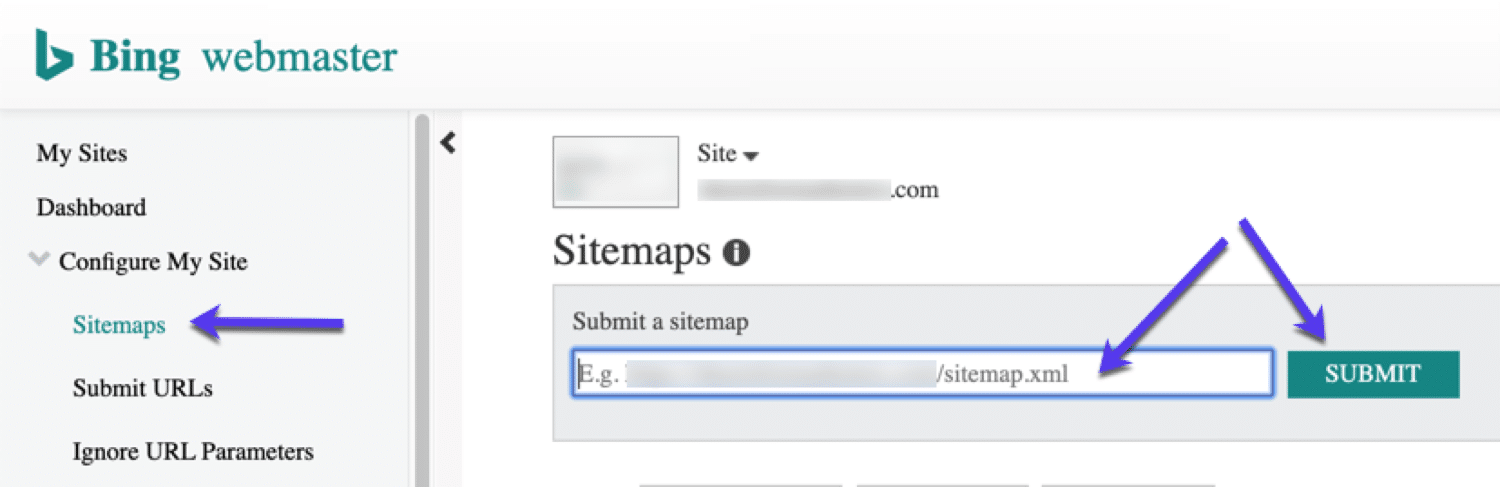 Submeter mapas de sítios XML em Bing Webmaster Tools