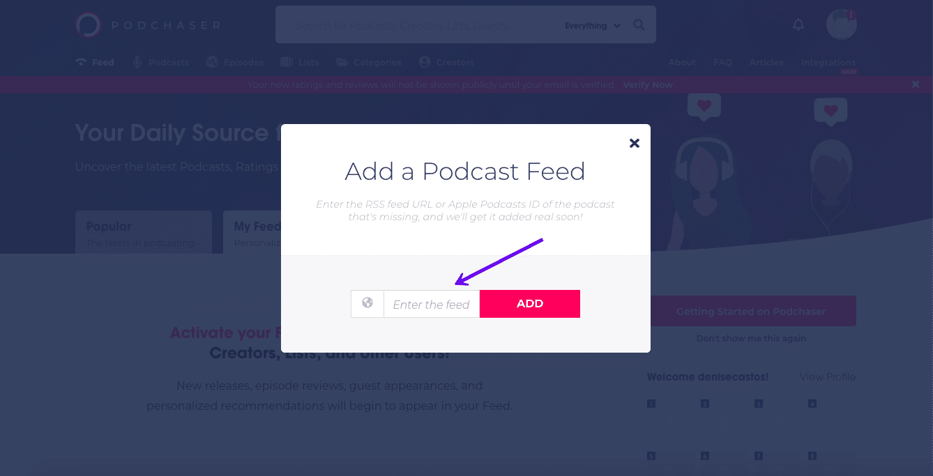 Submitting your podcast to Podchaser