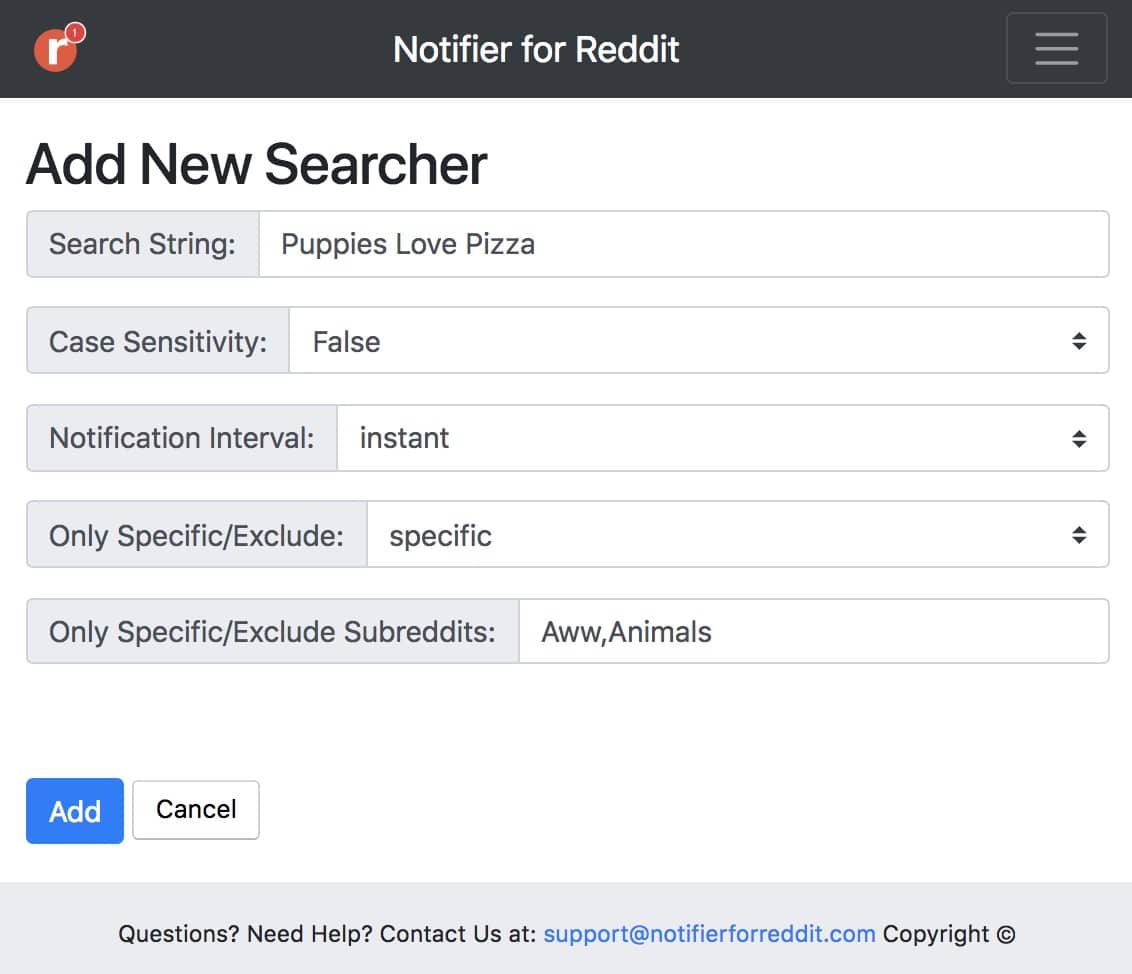 Monitoraggio delle parole chiave su Reddit