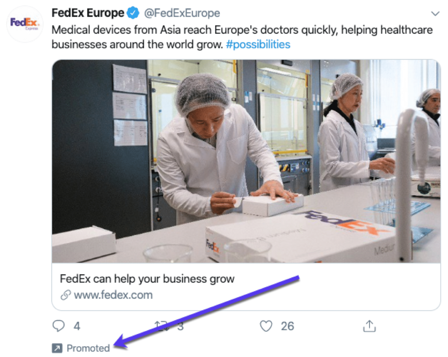 An example of a promoted tweet