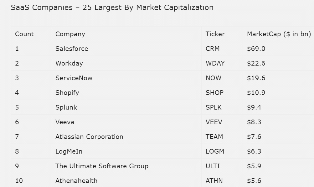 saas 10 largest companies