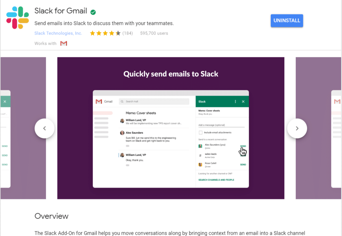 Slack for Gmail addon
