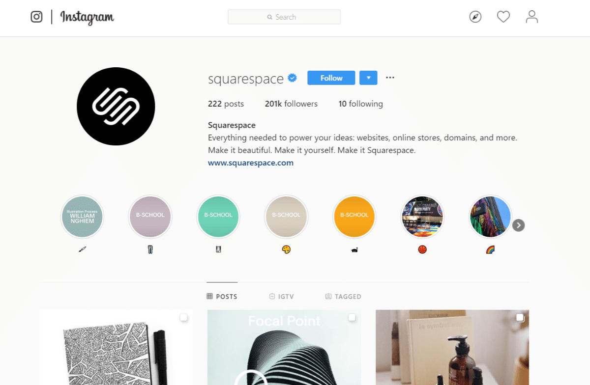 Squarespaces Instagramkonto