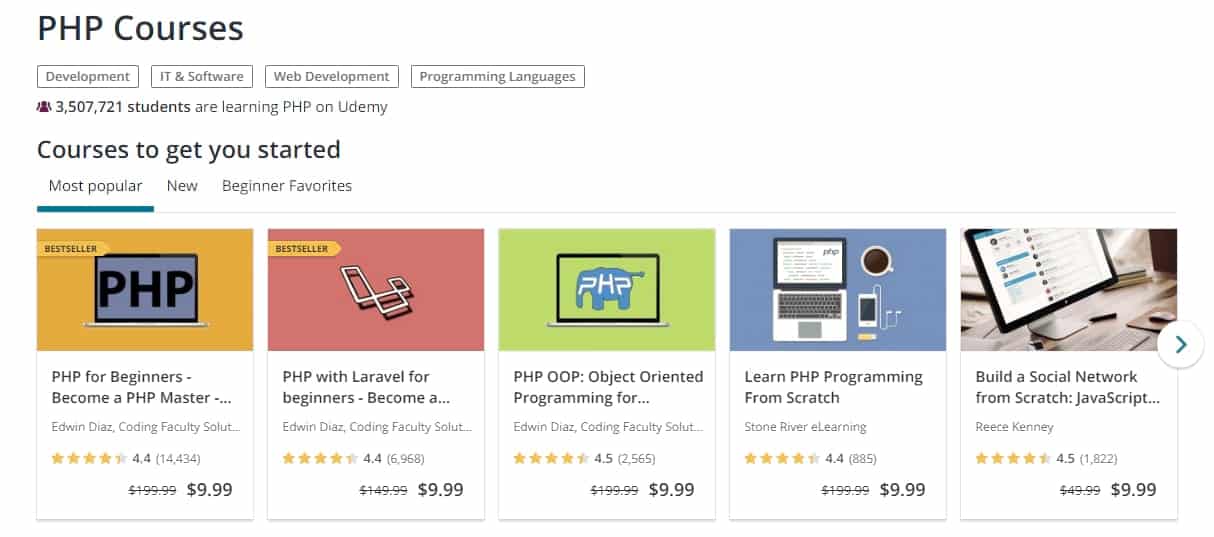 Best PHP tutorials - udemy php courses