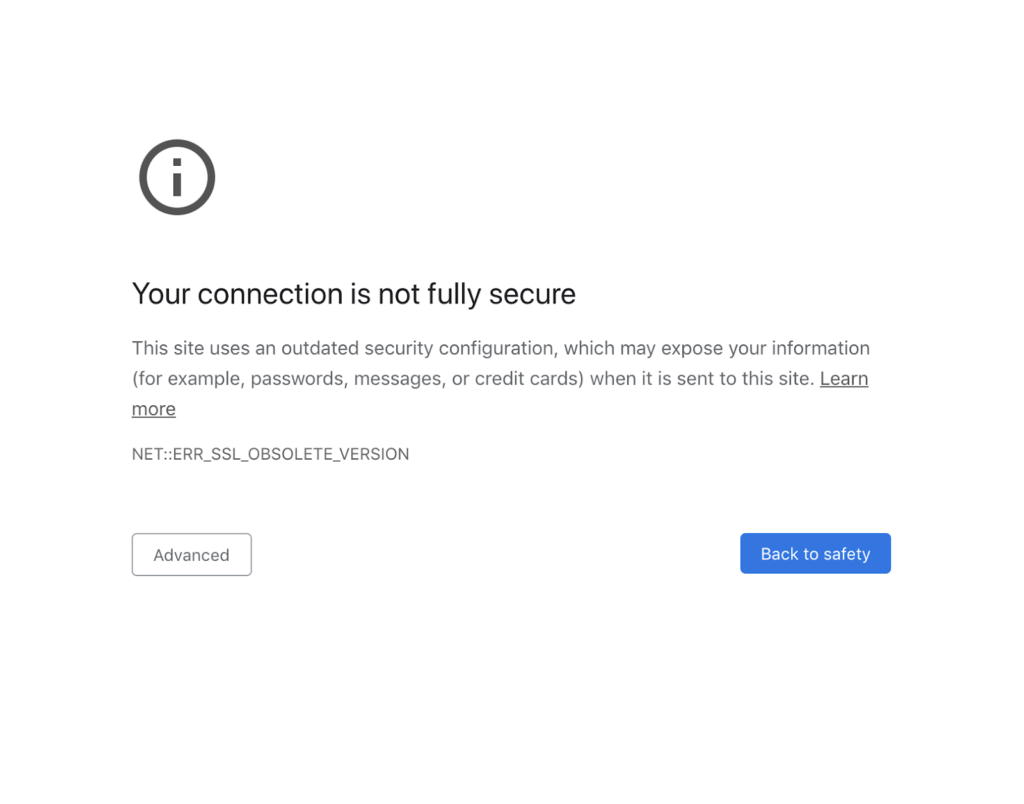 How to Fix ERR_SSL_OBSOLETE_VERSION Warning Notifications