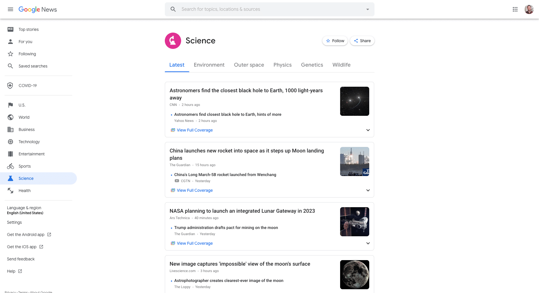 Google Newsfeed