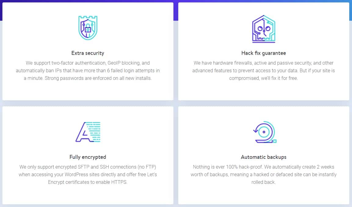 fonctions de sécurité de l'hébergement