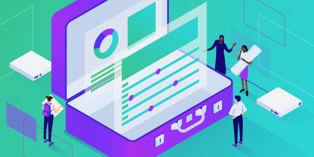 Illustration for how to migrate WordPress site showing people interacting website elements.