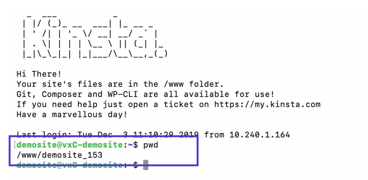 SSH commands: pwd command