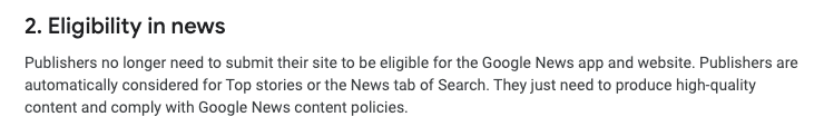 Règles de contenu de Google News' content policies