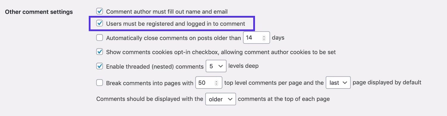 Allow comments from logged-in users