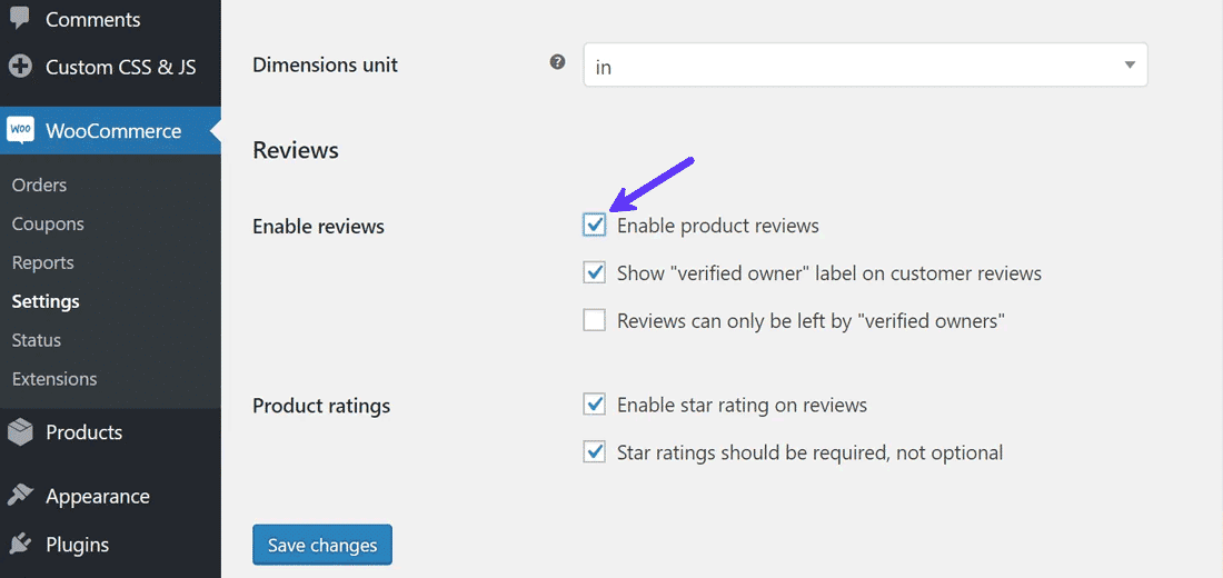 Disabling product reviews in WooCommerce settings