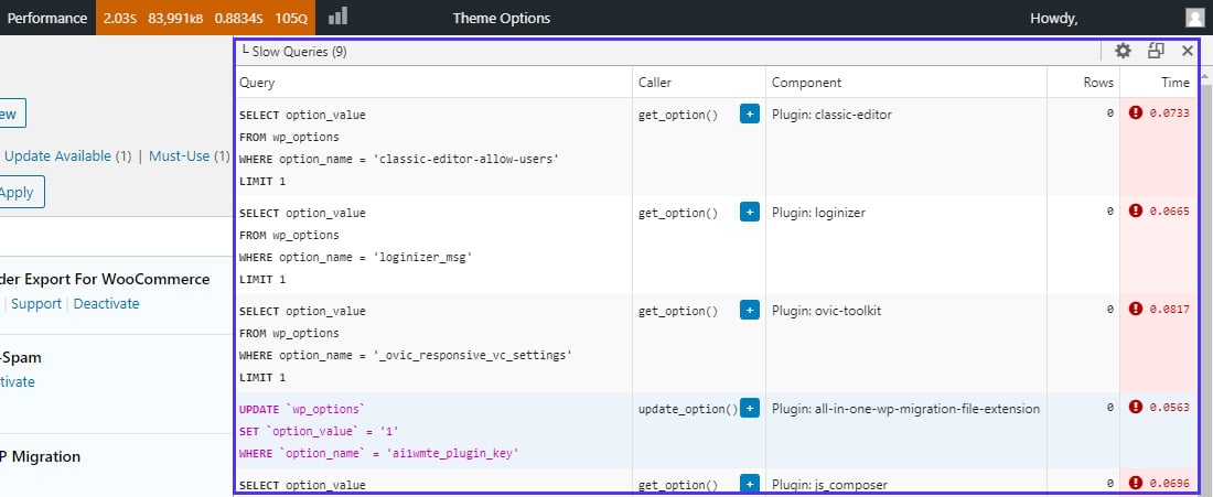 Performance issues. Query Monitor. Performance Issue.